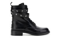botines de piel con cordones y tiras decoradas black 36