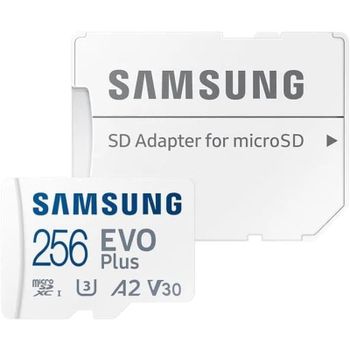 Samsung EVO Plus MicroSDXC 256GB UHS-I U3 V30 Clase 10 + Adaptador SD