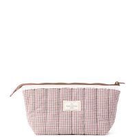 the flat lay co essential pouch - mocha gingham with frill
