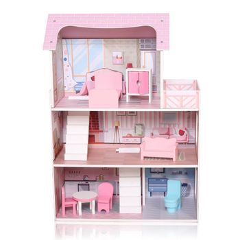 Juguete Casa De Muñecas Con 7 Muebles Y 2 Escaleras De Chipolino
