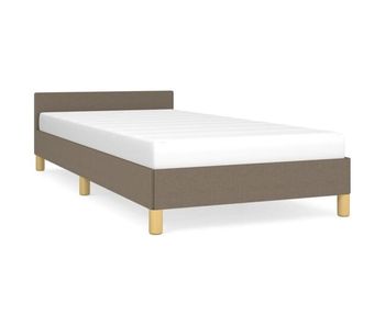 Estructura de cama con cabecero de tela gris taupe 80x200 cm