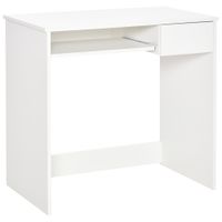 homcom escritorio de oficina 80x45x75 cm escritorio compacto con bandeja para teclado cajon para documentos blanco   aosom espana