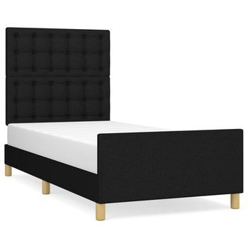 Estructura De Cama Con Cabecero De Tela Negro 80x200 Cm Vidaxl