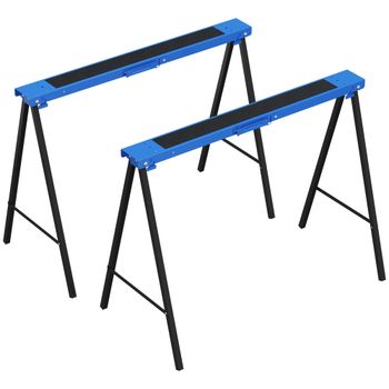 DURHAND Set de 2 caballetes de trabajo, soporte para bricolaje, hasta 250 kg de capacidad, metal, azul