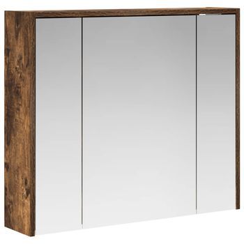 Armario Con Espejo De Baño Roble Ahumado 73,5 X 16 X 62,5 Cm Vidaxl