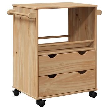 Carrito De Cocina，estantería De Cocina, Carrito De Servir Otta Madera Maciza De Pino 59x45x80 Cm