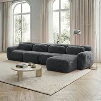 sofa modular de 4 plazas en forma de l gris chaise longue y espuma 32d