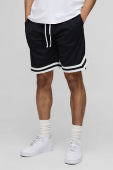 Pantalón Corto De Malla Estilo Baloncesto De Largo Medio, Negro