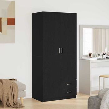 Vidaxl Armario Roble Negro 80 X 52 X 180 Cm Madera De Ingeniería