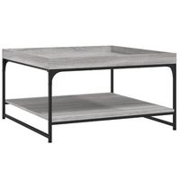 mesa de centro 80x80x45 cm madera trabajada y hierro - gris