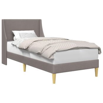 Cama Individual | Cama Para Adulto | Estructura De Cama Liso Con Cabecera Taupé 90 X 190 Cm Tela