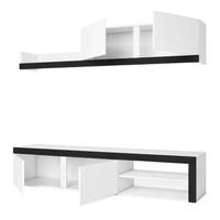 mueble de salon valco en color blanco y negro 2 modulos tv hasta 75 pulgadas 180x399 cm