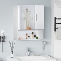 armario bano con espejo de mdf vidrio kleankin 54x152x553cm-blanco