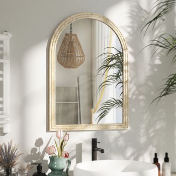 Espejo De Pared De Ps Vidrio Templado Homcom 60x90 Cm Beige