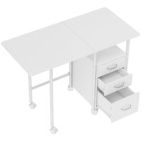 homcom escritorio de ordenador plegable con ruedas escritorio con almacenamiento 3 cajones tablero extensible 105x51x755cm blanco