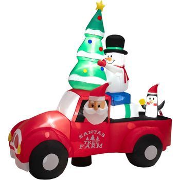Papá Noel Inchable De 240 Cm De Ancho Costway Conduciendo Un Coche Con Led Y Soplador De Aire