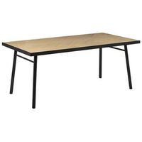 mesa de comedor 180 x 90 cm con tablero de mdf patas de madera de caucho madera de fresno claro con negro marfil ivorie