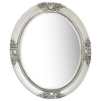 Espejo De Pared，espejo De Baño Estilo Barroco Plateado 50x60 Cm Cfw954815