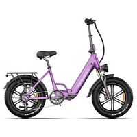 bicicleta electrica plegable kingbull literider 20 fat bike 2040 frenos hidraulicos morada