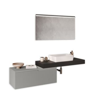 Mueble de baño 4 piezas en mdf antracita/gris mate