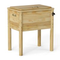 costway nevera de madera 51 l para bebidas con 3 capas de aislamiento practica asa abridor de botellas y agujero de vaciado 67 x 47 x 74 cm natural