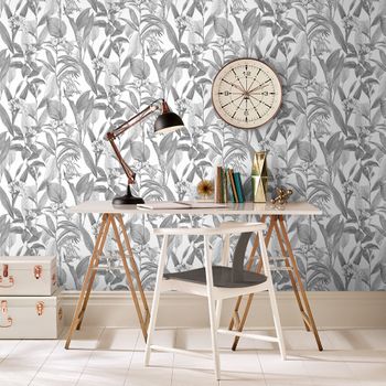Papel pintado botanical gris 1005x52cm