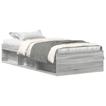 Cama Individual | Cama Para Adultos | Estructura De Cama Gris Sonoma 75x190 Cm