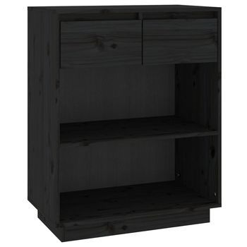 Mesa Consola | Mesa De Entrada | Mesa Auxiliar De Madera Maciza De Pino Negro 60x34x75 Cm