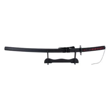 Katana S5013 Tensa Zangetsu Ichigo Kurosaki de Bleach réplica no oficial de 102 cm hoja de acero negra, vaina negra, mango encordado negro. Ref. S5013