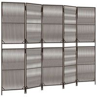 biombo de 5 paneles ratan sintetico marron vidaxl