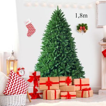 Árbol De Navidad 1.8m No Iluminado Con 1250 Ramas Abeto Artificial Y Base Resistente Cfw75665