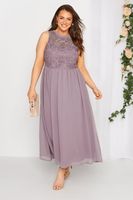 yours london vestido largo lila sin mangas con encaje mujer curvy y tallas grandes yours london