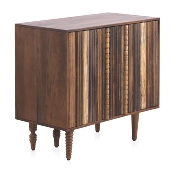 Aparador pequeno con 2 puertas multicolor de madera maciza de acacia