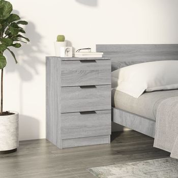 Mesita De Noche - Mueble Para Dormitorio - Madera Contrachapada - Gris Sonoma (40x36x65cm)