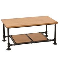 mesa de centro mesa auxiliar de diseno industrial en madera maciza y metal 48x100x50 cm 040008466