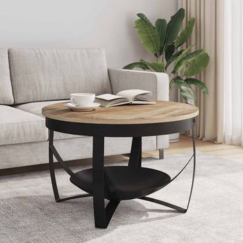 Mesa De Centro，mesa Auxiliar，mesa De Café De Madera De Mango Rugosa Ø68x43 Cm