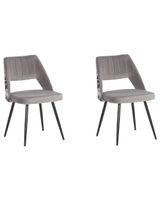 conjunto de 2 sillas de comedor  terciopelo gris