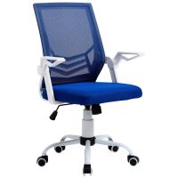 vinsetto silla de oficina con reposabrazos abatible azul