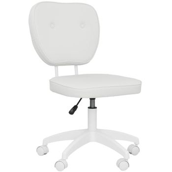 Vinsetto Silla De Escritorio Tapizada En Pu Sin Brazos 46x59x82-92 Cm Blanco