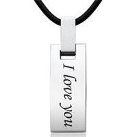colgante de acero inoxidable grabado laser y cadena de caucho
