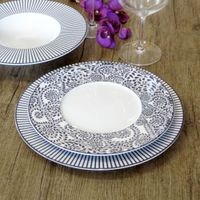 plato de postre x6 porcelana azul
