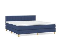 cama box spring con colchon tela azul 180x200 cm rayas verticales