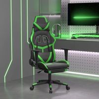 silla gaming  silla de oficina  silla gamer ergonomica con reposapies cuero sintetico negro verde cfw790276