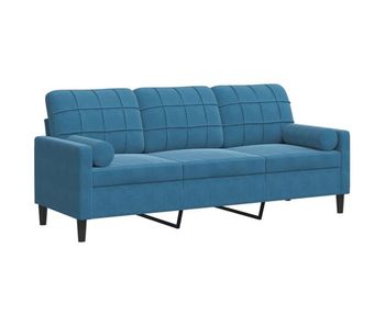 Vidaxl sofá de 3 plazas con cojines terciopelo azul 180 cm
