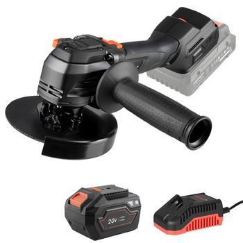 Dnipro-m Amoladora Angular Dga-204sbc 20v Brushless, Disco 125 Mm, 6 Velocidades 4000-9200 Rpm, Corte, Desbaste Y Pulido, Batería 6ah Y Cargador