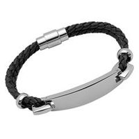 pulsera de cuero de doble fila placa de grabado