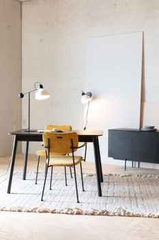 Juego de 2 sillas de comedor de terciopelo ocre