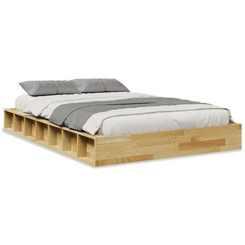 Cama Matrimonial | Cama Para Adultos | Estructura De Cama Sin Colchón 120x200 Cm Madera Maciza Roble
