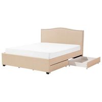 cama tapizada en poliester beige 180 x 200 cm diseno tradicional con cabecero glamour con almacenaje montpellier
