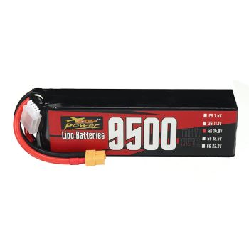 Batería LiPo ZOP Power 4S 14.8V 9500mAh 65C 140.6Wh con enchufe XT60 para drones de carreras RC de largo alcance